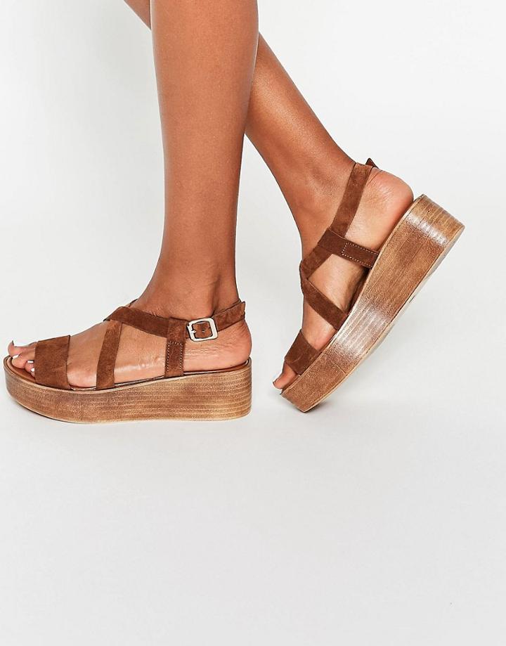 New Look Cross Strap Flatform - Tan