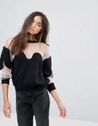 Amy Lynn Color Block Sweater - Black