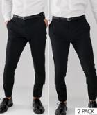 Asos Design 2 Pack Super Skinny Pants In Black Save