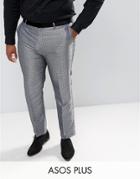 Asos Plus Slim Tuxedo Suit Pants In Silver Leopard Print - Silver
