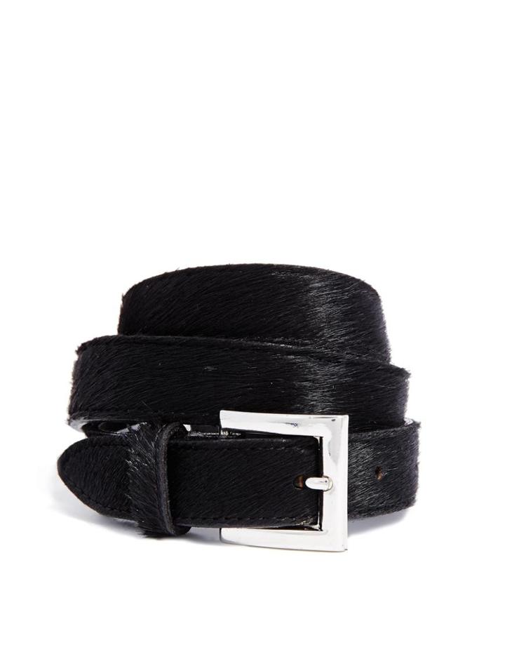Black And Brown Nadine Slim Calf Hair Leather Waist Belt