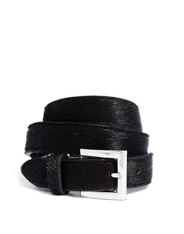 Black And Brown Nadine Slim Calf Hair Leather Waist Belt