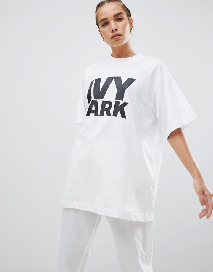 Ivy Park Logo Oversized T-shirt In White - White