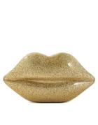 Lulu Guinness Lips Clutch In Gold Glitter - Gold