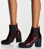 Miss Selfridge Wide Fit Alexia Burg Patent Mid Ankle Boot-red