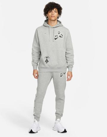 Nike Go The Extra Smile Pack Graphic Fleece Hoodie In Gray Heather