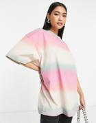 Topshop Oversized Ombre Stripe Tee In Multi