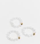 Reclaimed Vintage Inspired Pearl Stretch Ring Multipack-white