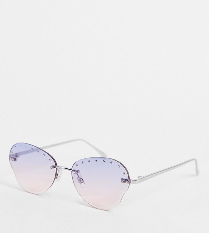 Reclaimed Vintage Inspired Butterfly Sunglasses With Rhinestone-purple
