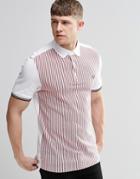Fred Perry Polo Shirt With Vertical Stripe Slim Fit - White