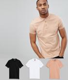Asos Design Polo In Jersey 3 Pack Save - Multi