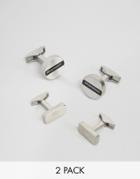 Emporio Armani Logo Cufflinks In 2 Pack - Silver