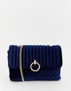New Look Velvet Chain Shoulder Bag In Blue - Blue