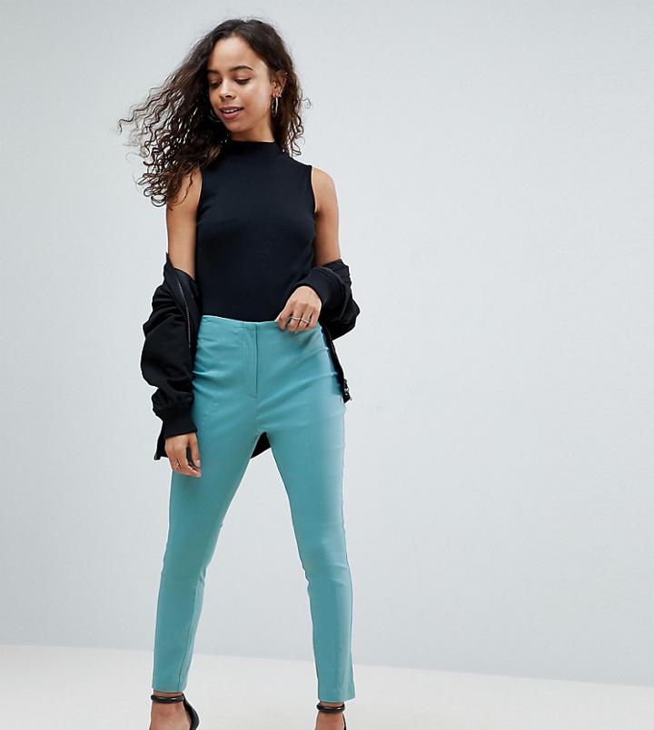 Asos Petite High Waist Pants In Skinny Fit - Blue
