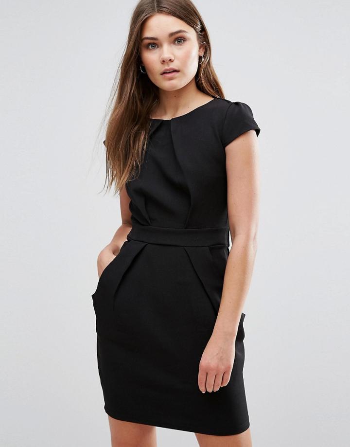 Qed London Tulip Pencil Dress - Black