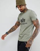 Alpha Industries Logo T-shirt In Olive - Green