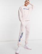 Asos Daysocial Tapered Sweatpants Set With Logo Print In Light Pink