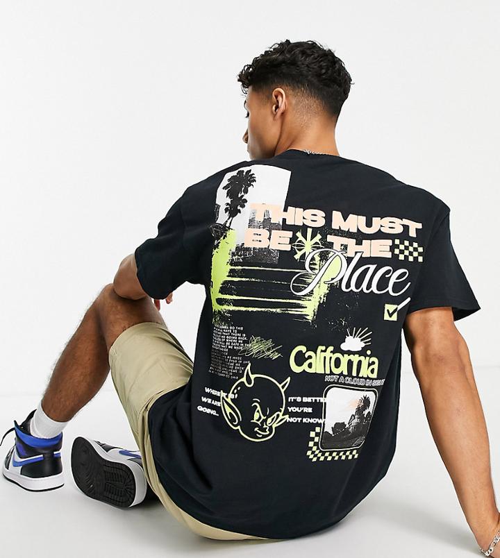 New Look Oversized T-shirt With California Back Print In Black