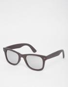 Asos Square Sunglasses In Rubberised Gray - Gray