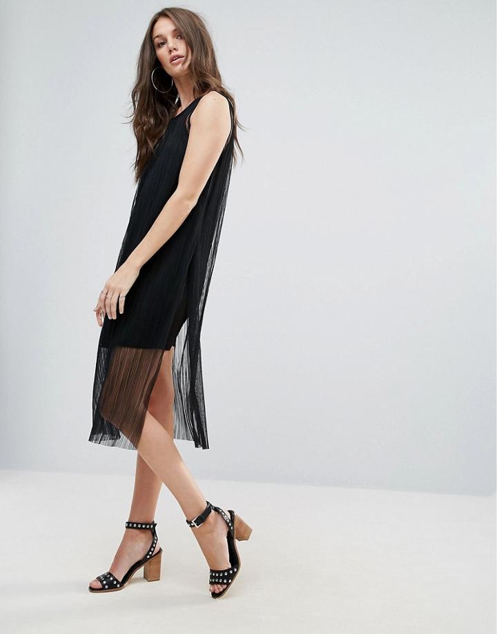 Vero Moda Mesh Overlay Dress - Black