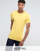 Asos Tall Muscle Fit T-shirt With Roll Sleeve In Yellow - Yellow