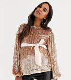 Asos Design Maternity Embellished Top With Split Sleeve Detail-no Color