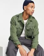Polo Ralph Lauren 2 Pocket Cotton Sateen Overshirt In Olive Green