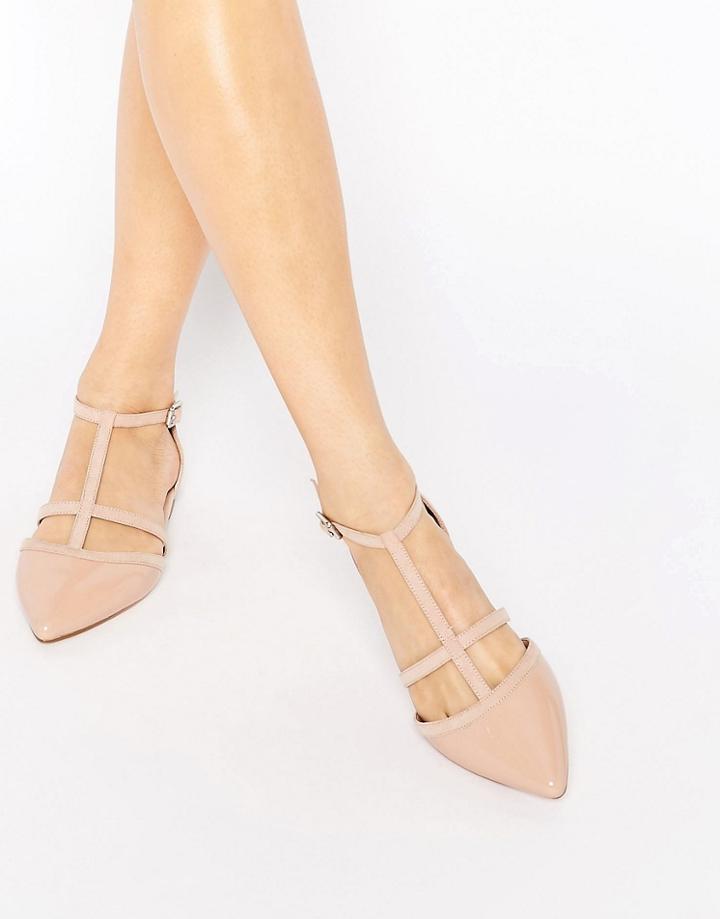 Carvela Mixx T Bar Flat Shoes - Nude Synthetic