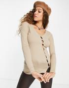 Emory Park 90's Fitted Top With Asymmetric Button Front-brown