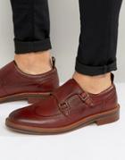 Aldo Horevia Leather Brogue Monk Shoes - Brown
