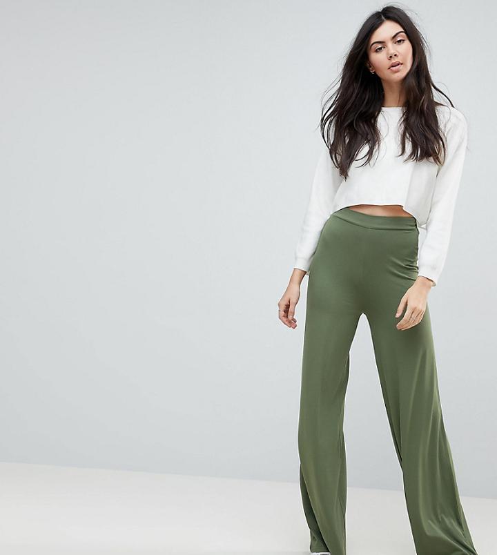 Asos Tall Basic Jersey Wide Leg Pants - Black