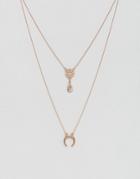 Asos Dreamcatcher Multirow Necklace - Copper