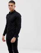 Jack & Jones Premium Super Slim Fit Stretch Smart Shirt In Black - Black