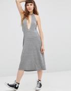 Nytt Elysia Halter Dress With Plunge Front - Gray