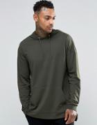 Asos Oversized Long Sleeve T-shirt With Hood And Zips In Khaki - Khaki