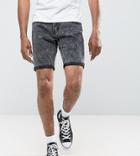 Liquor N Poker Relaxed Denim Short Faded 90s Gray Acid Wash - Gray
