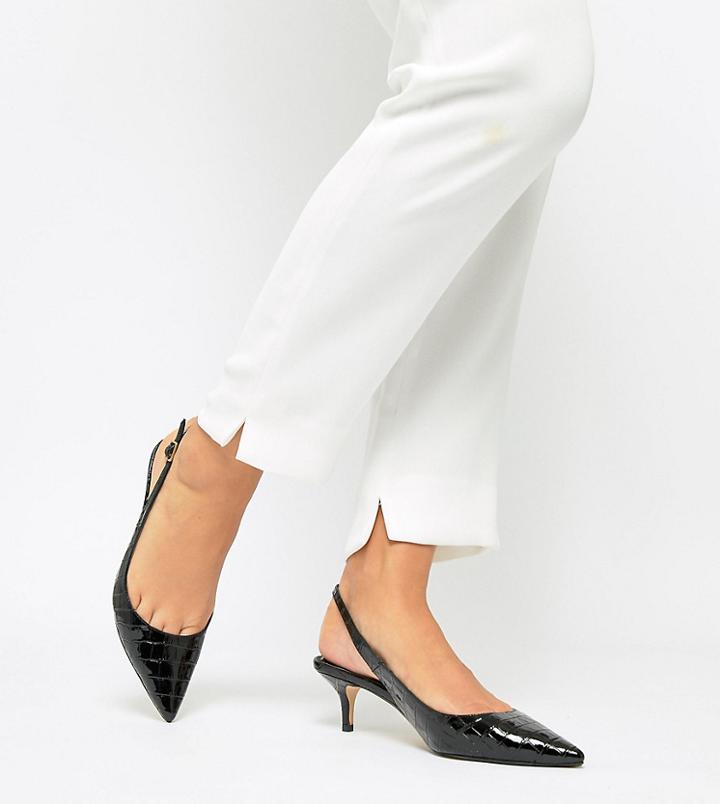 Dune Casanna Wide Fit Kitten Sling Back Heels - Black