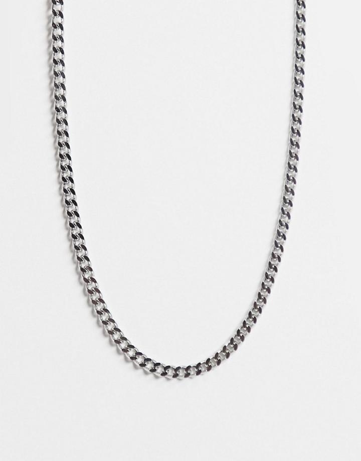 Asos Design Stainless Steel Short Slim 4mm Neckchain In Silver Tone