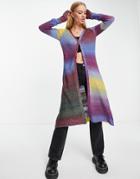 Emory Park Midi Cardigan In Grunge Rainbow Stripe-purple