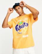 River Island Fanta Print Washed T-shirt In Orange
