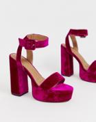Asos Design Hostess Platform Heeled Sandals In Magenta - Pink