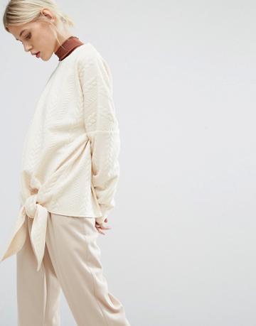 Zacro Sweatshirt With Tie Front - Cream