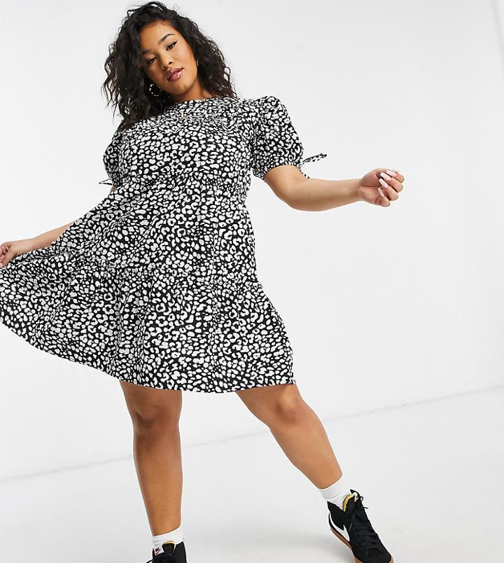 Influence Plus Tiered Mini Dress In Animal Print-multi