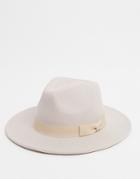 Asos Design Felt Fedora Hat In Camel With Matching Band-brown