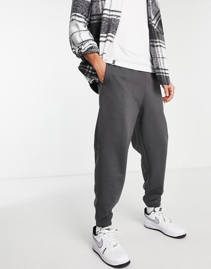 Asos Design Heavyweight Oversized Sweatpants In Washed Black