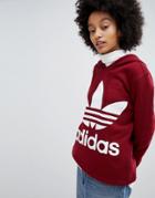 Adidas Originals Trefoil Hoodie In Burgundy - Red