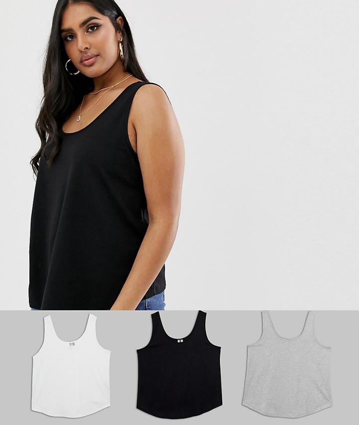 Asos Design Curve Ultimate Tank 3 Pack Save - Multi