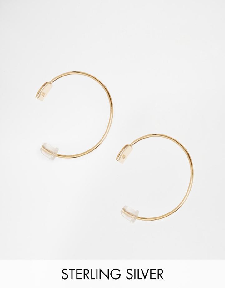 Asos Sterling Silver Square Through Hoop Earrings - Gold Plated