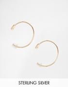 Asos Sterling Silver Square Through Hoop Earrings - Gold Plated