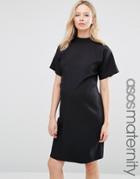 Asos Maternity Short Sleeve High Neck Pencil Dress - Black